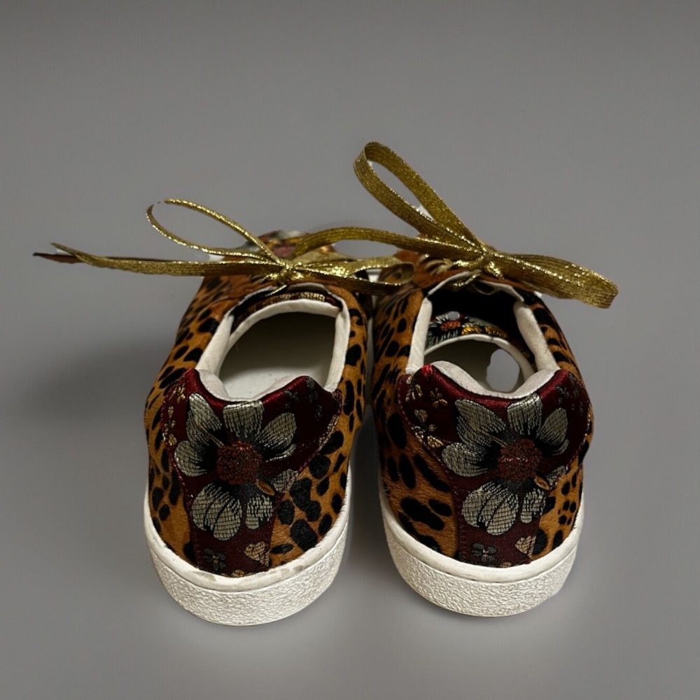 JOHNNY WAS Calfskin Leopard Print and Floral Sneakers Size 9 - Picture 6 of 12